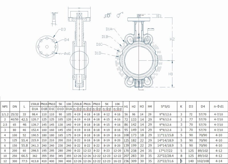 Drawing of Motorized Butterfly Control Valve
