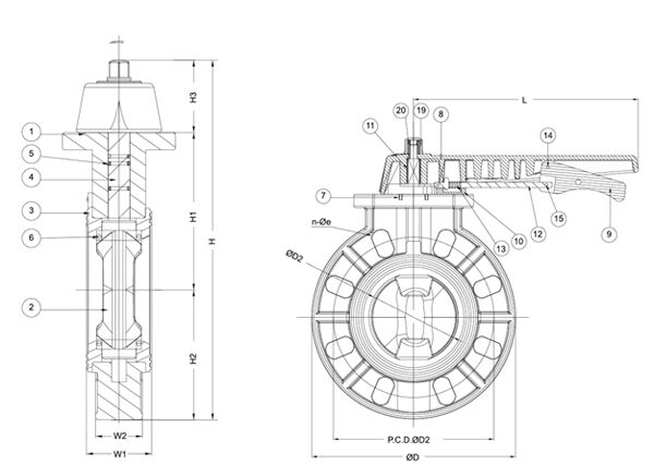 Drawing of Butterfly Control Valve