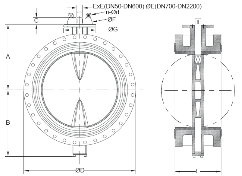 Drawing of Butterfly Control Valve