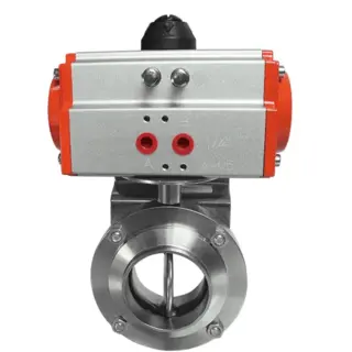 Food Grade Pneumatic Butterfly Valve, DN15-DN100, PN10-PN16