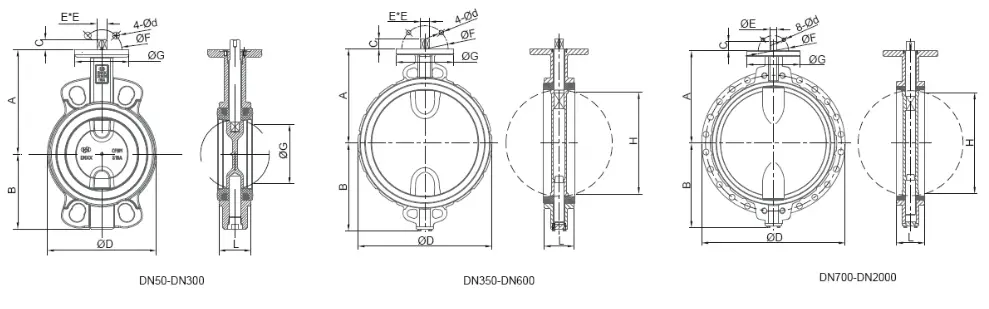 Drawing of Butterfly Control Valve