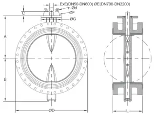 Drawing of Butterfly Control Valve