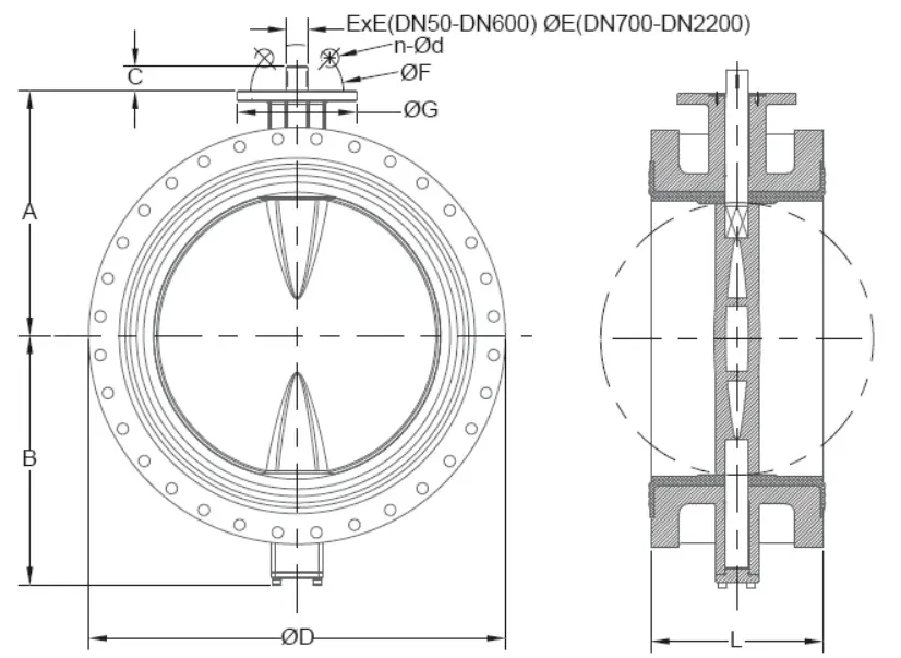 Drawing of Butterfly Control Valve