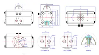 Drawing of Triple-Eccentric Pneumatic Butterfly Control Valve