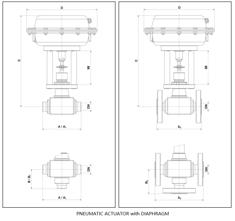 PNEUMATIC ACTUATOR with DIAPHRAGM