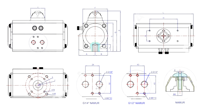 Drawing of Pneumatic Ball Control Valve