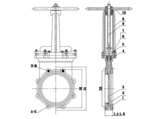Drawing of Electric Knife Gate Valve
