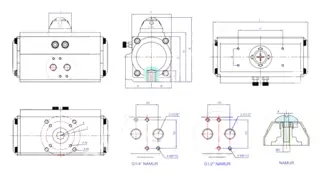 Drawing of Pneumatic Ball Control Valve