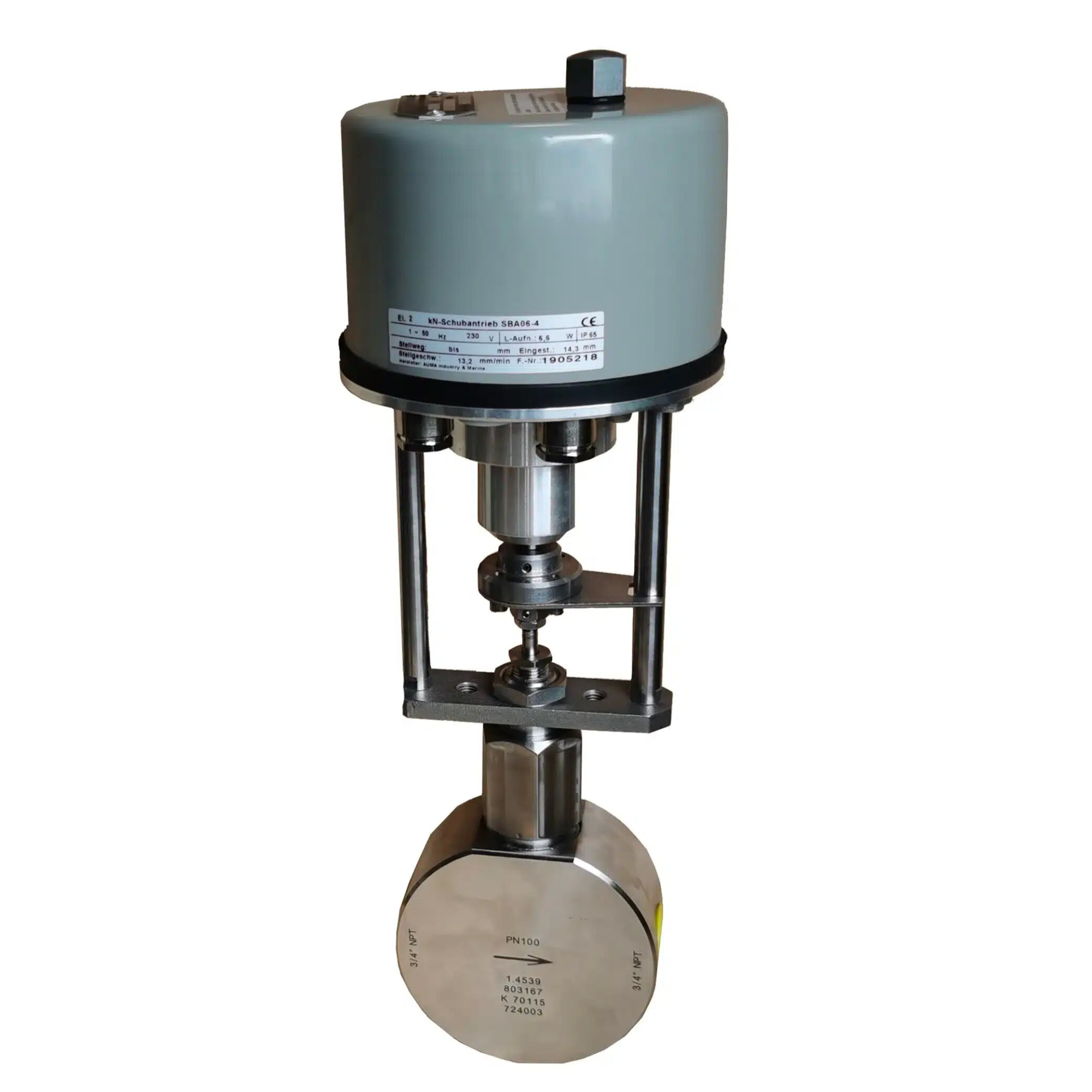 Servo Motor Control Valve, AISI 904L, 1.4539, 3/4 IN, PN100