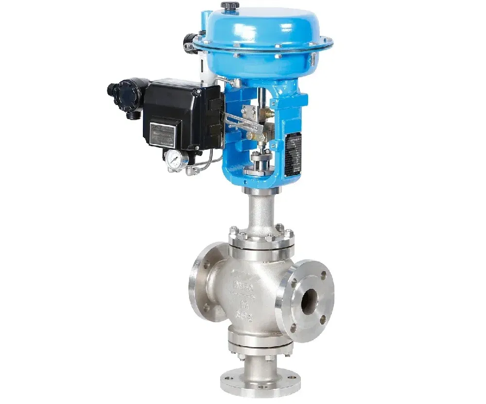 Three way globe control valve