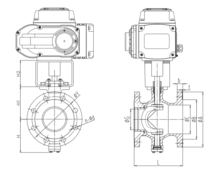 Drawing for Electric V-port Ball Control Valve Drawing for Electric V-port Ball Control Valve
