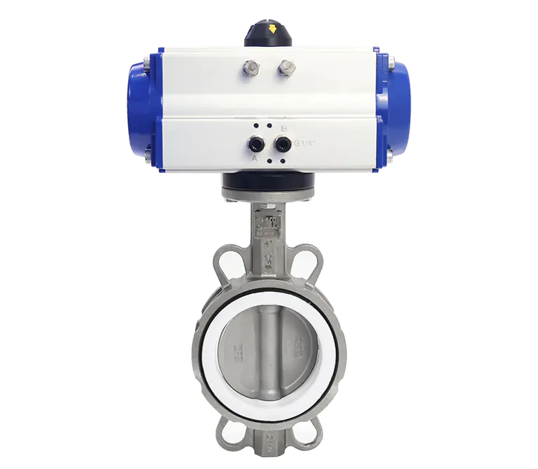 Pneumatic wafer butterfly valve