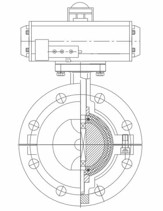 drawing for Fluorine lined butterfly control valves drawing for Fluorine lined butterfly control valves