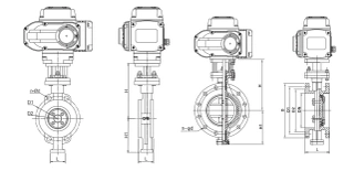 Dimension of Electric Metal Seated Butterfly Valves