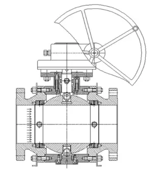 Drawing of Trunnion Mounted Ball Control Valve 