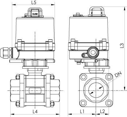Drawing for 2-Way Electrical Ball Control Valve