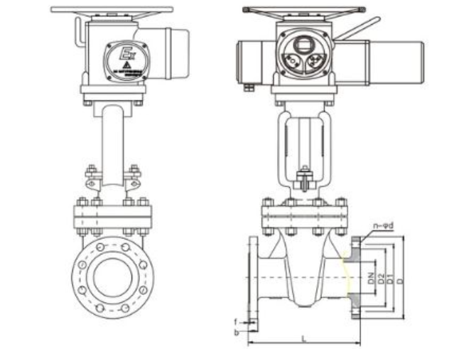 Drawing of Multi-Turn Electric Gate Valve