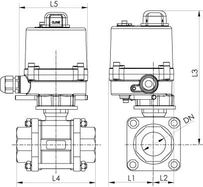 Drawing for 2-Way Electrical Ball Control Valve
