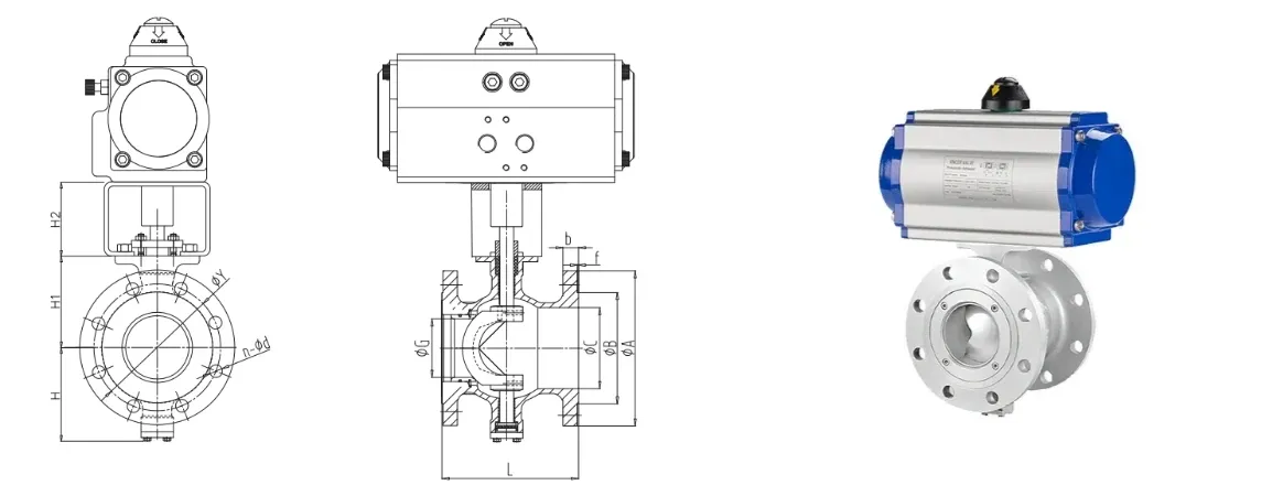 Drawing for Pneumatic V-Port Ball Valves Drawing for Pneumatic V-Port Ball Valves