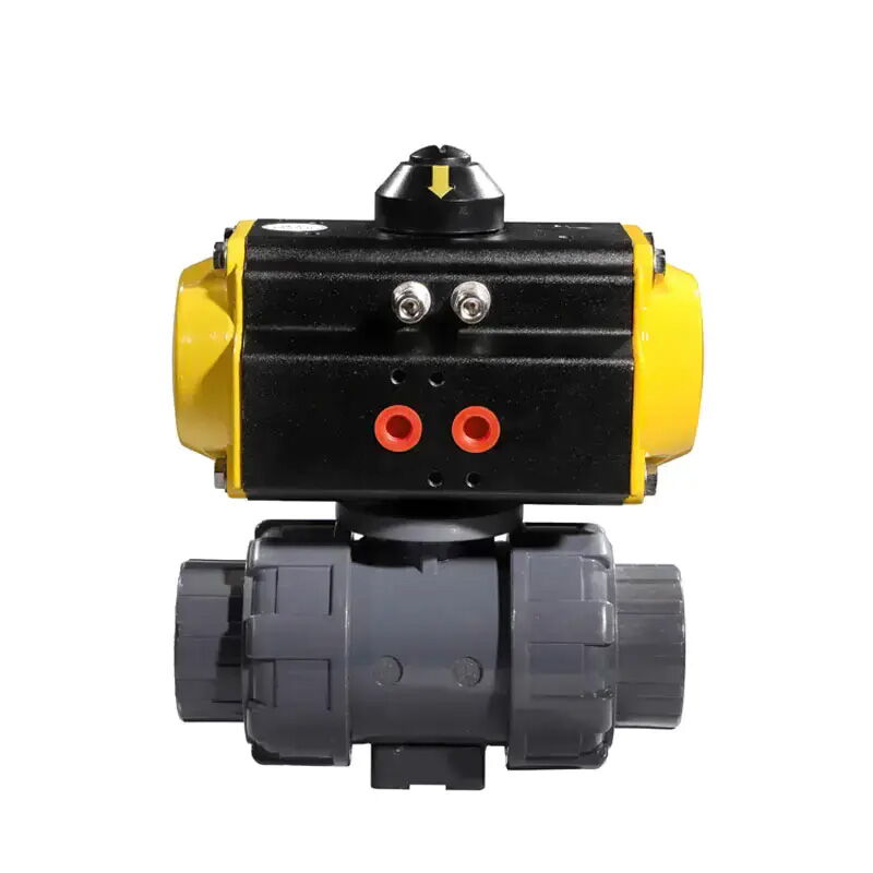Double Union Pneumatic Ball Control Valve, PVC, 1/2-8 Inch