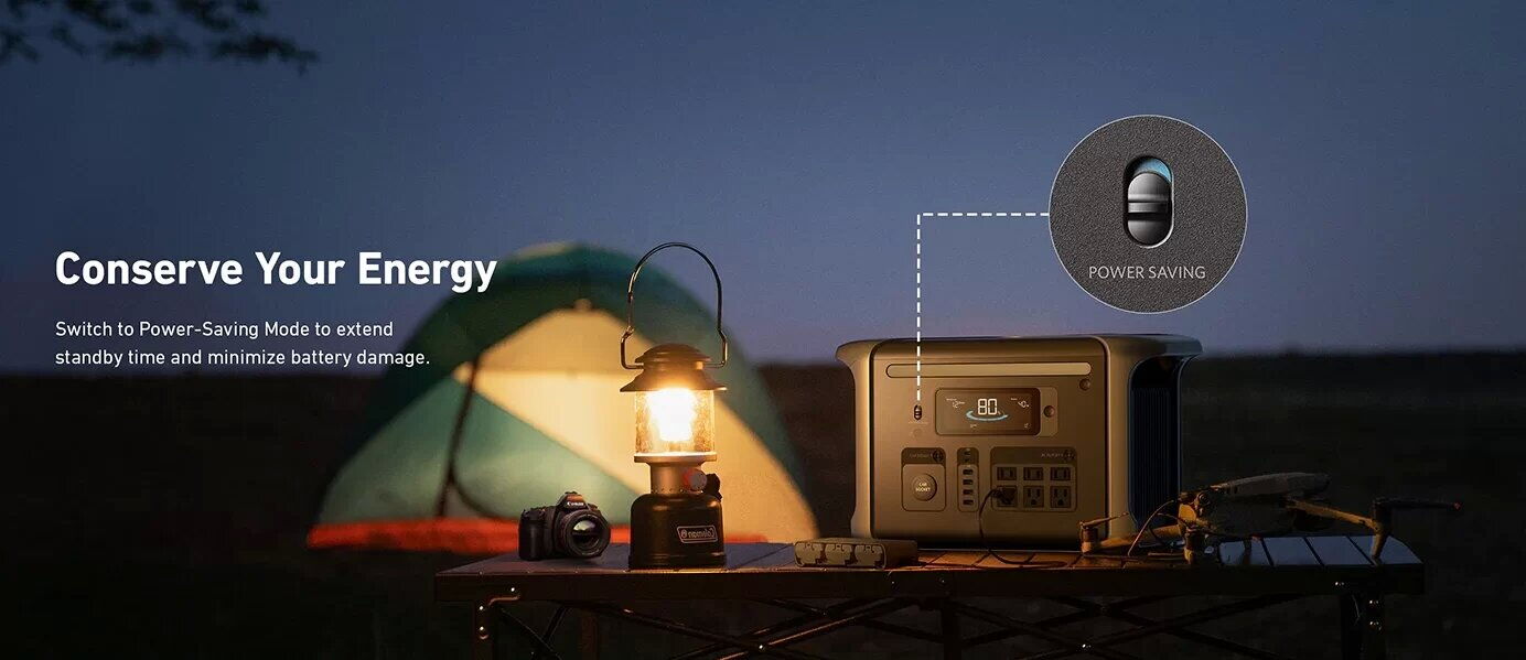 1536Wh Portable Power Station Power Saving Mode