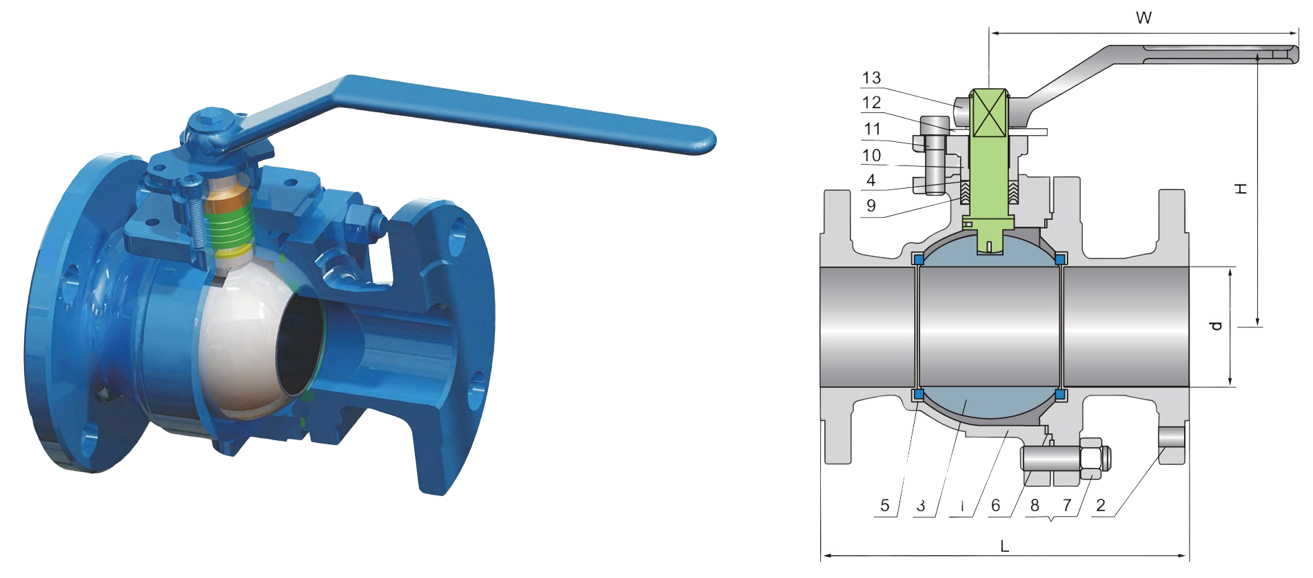 2PC Casting Body of Floating Ball Valve