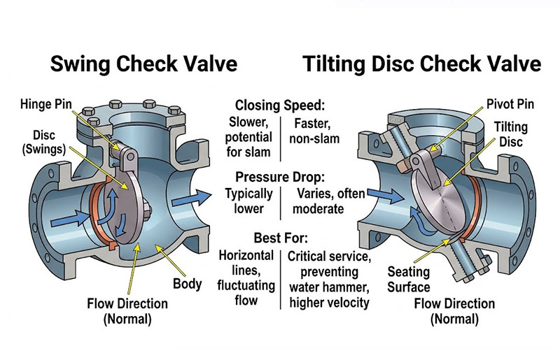 Swing Check Valves vs. Tilting Disc Check Valves Swing Check Valves vs. Tilting Disc Check Valves