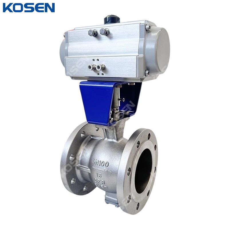ASTM A351 CF8 Segment Ball Valves, DN100, PN16, Pneumatic