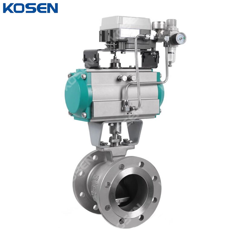 Pneumatic Segment Ball Valve with Positioner, CF8, DN100, RF