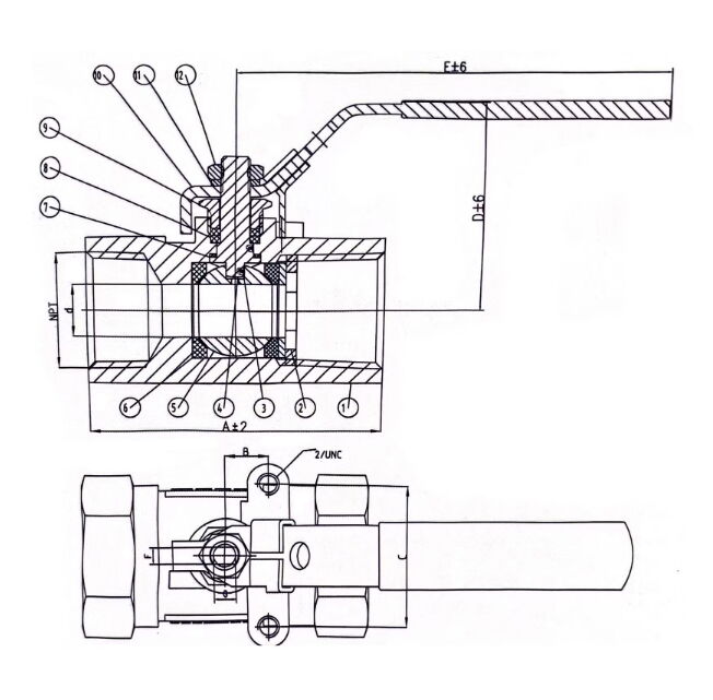 1-piece Uni-Body Ball Valve Structural Diagram