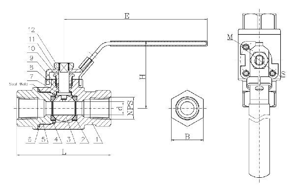 2PC Ball Valve Structural Diagram