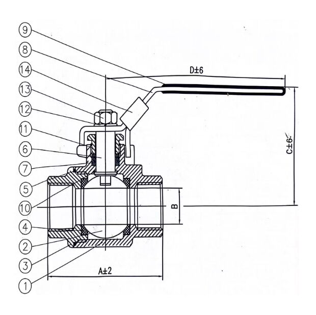 Investment Casting Ball Valve Structural Diagram