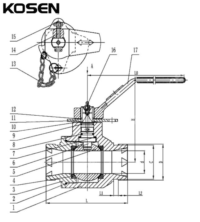 Oil Field Ball Valve Structural Diagram