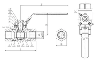 2PC Seal-Welded Ball Valve Structural Diagram