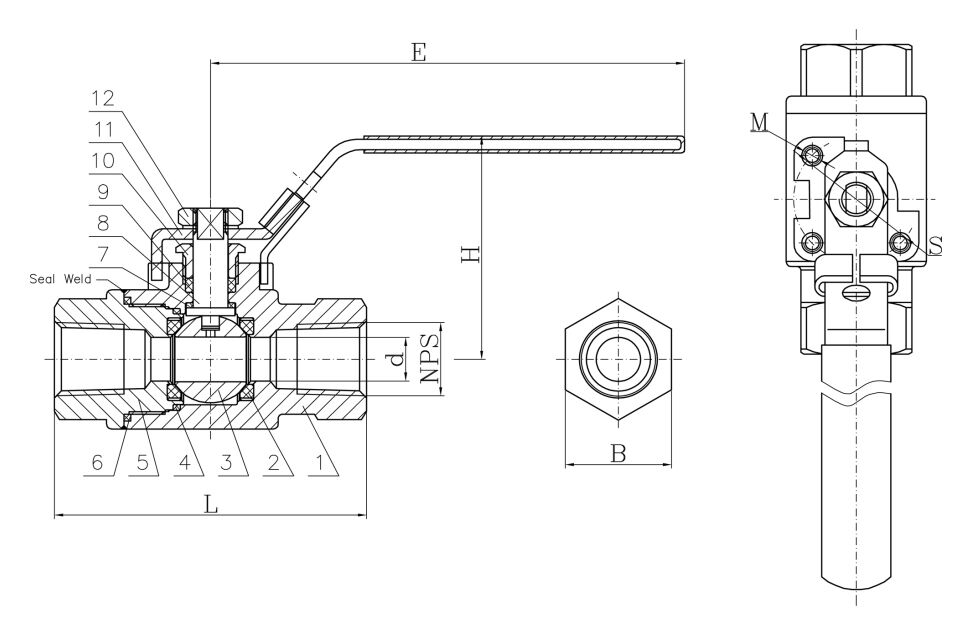 Seal-Welded Ball Valve Structural Diagram