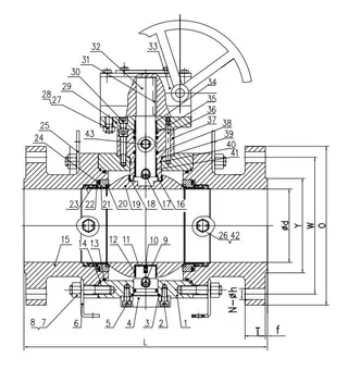 ASTM A105N Trunnion Mounted Ball Valve Structural Diagram