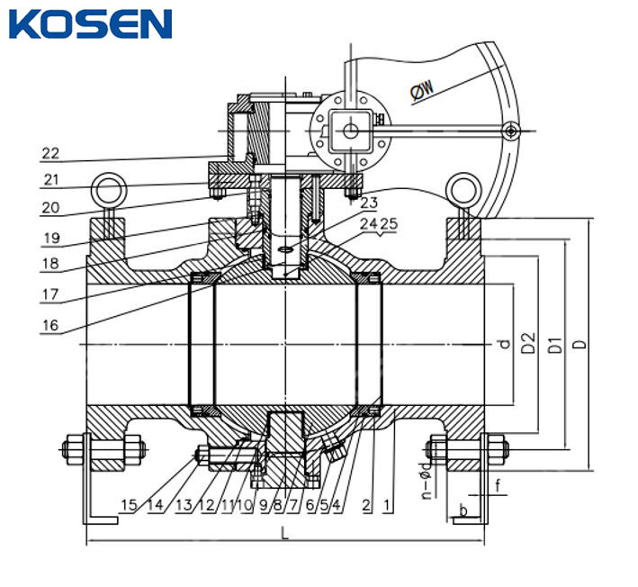 Trunnion Mounted Ball Valve Structural Diagram