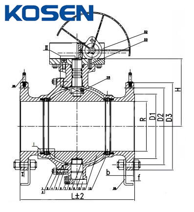 Trunnion Mounted Ball Valve Structural Diagram