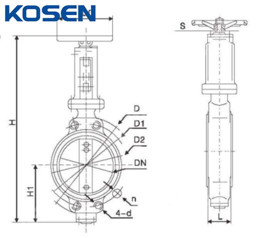 Marine Spiral Wafer Butterfly Valve Structural Diagram