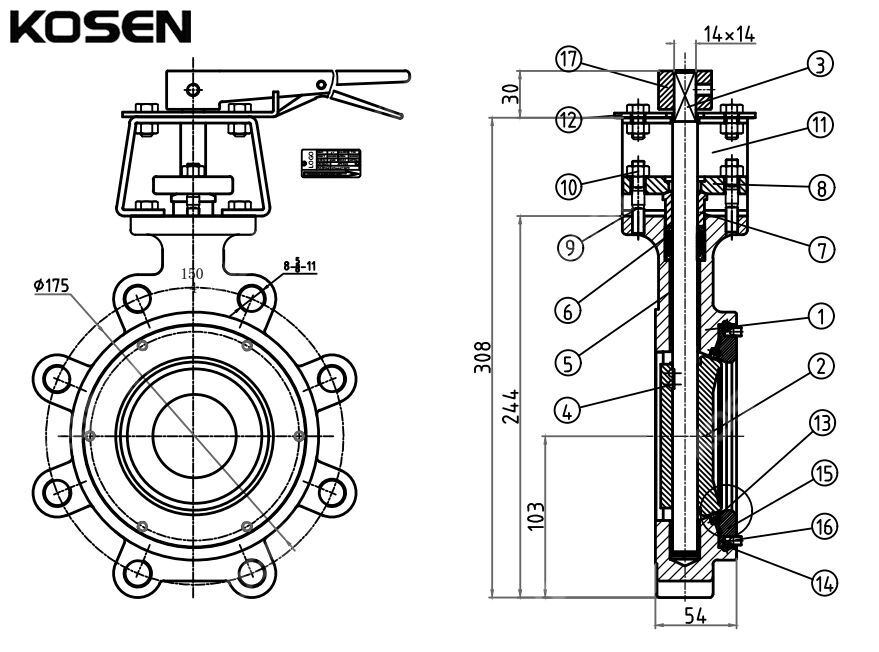 Double Offset High Performance Butterfly Valve Structural Diagram