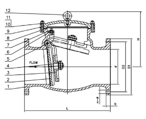 BS 1868 Swing Check Valve Structural Diagram BS 1868 Swing Check Valve Structural Diagram