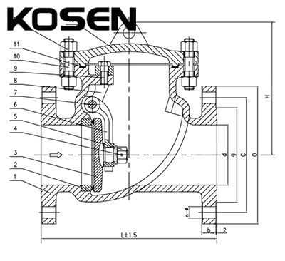 Swing Check Valve Structural Diagram