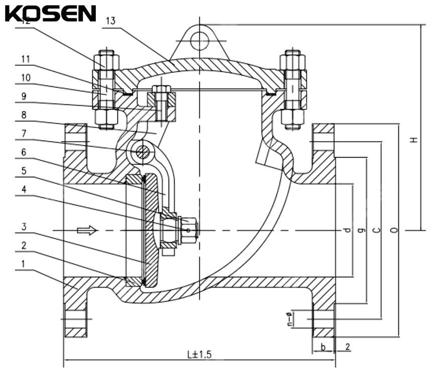 Swing Check Valve Structural Diagram