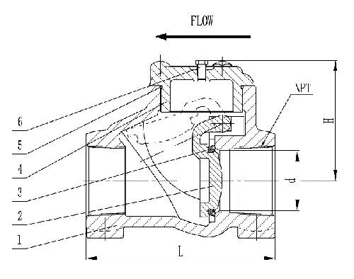 Ductile Iron Swing Check Valve Structural Diagram