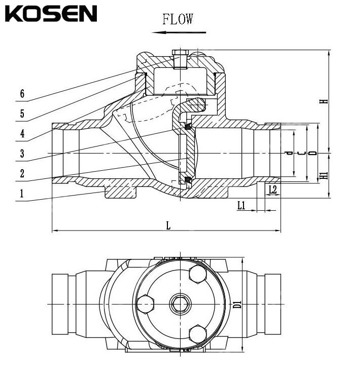 Grooved Swing Check Valve Structural Diagram