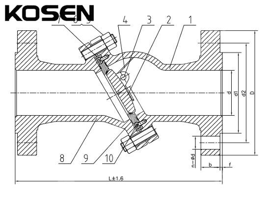 ASTM A216 WCB Tilting Disc Check Valve Structural Diagram