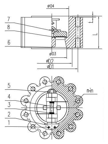 ASTM B148 C95800 Dual Plate Lug Check Valve Structural Diagram