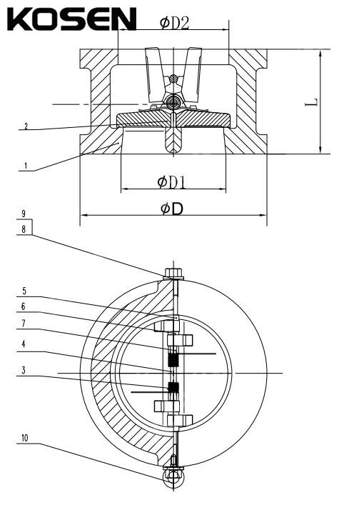 Wafer Check Valve Structural Diagram