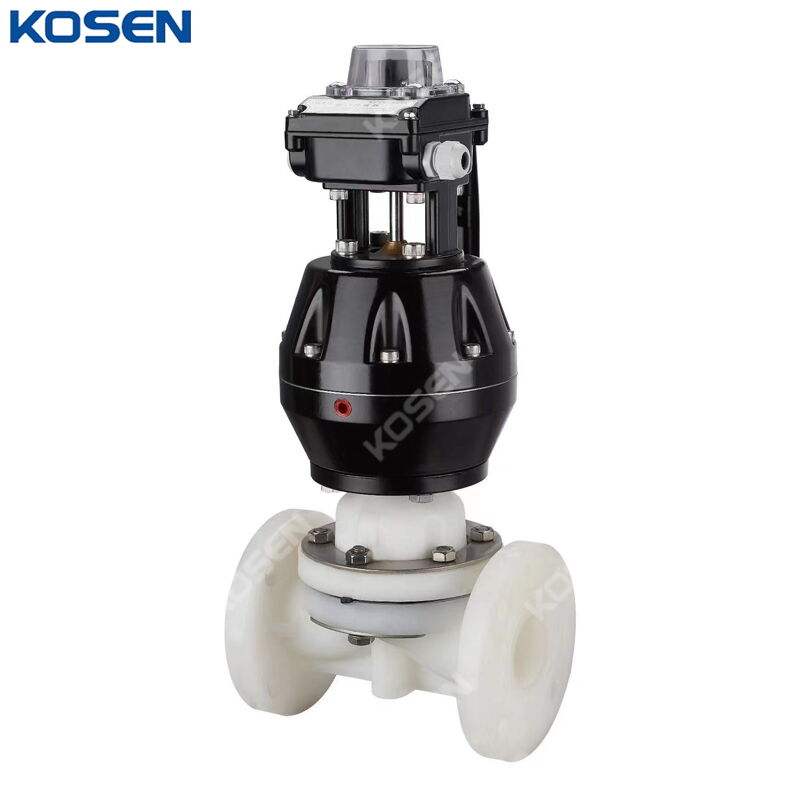 PVDF Diaphragm Valve, DN25, PN10, Pneumatic, with Limit Switch