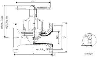Ductile Iron GGG40 Diaphragm Valve Structural Diagram